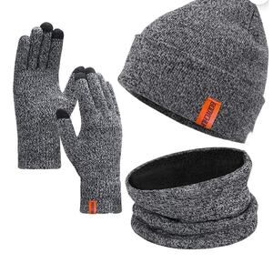 3pcs Winter Scarf Gloves Set for Men and Women, Touchscreen Phone Gloves